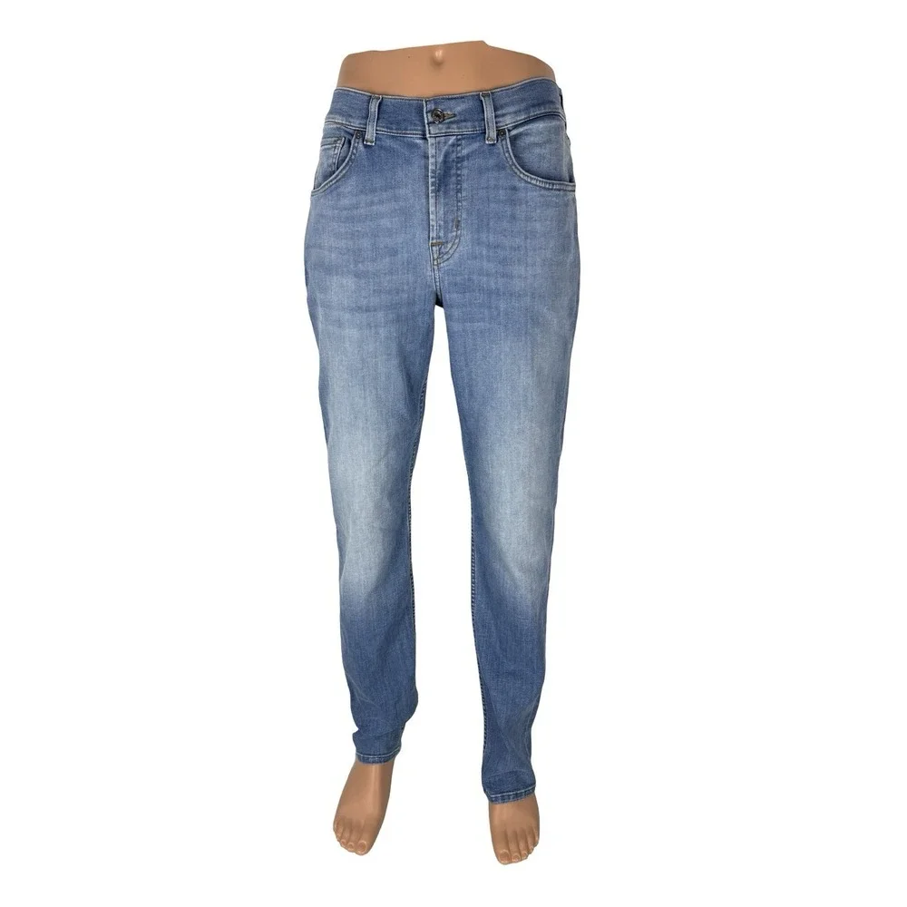 7 For All Mankind Mens 33 Jeans The Straight Stretch Pacific Blue Denim EUC